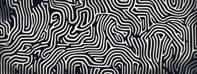 Abstract Curvy Line Pattern in Monochrome with Intricate Flowing Design and Organic Shapes in Modern Style