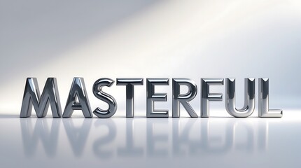 Masterful typography with reflective metallic letters on a bright background