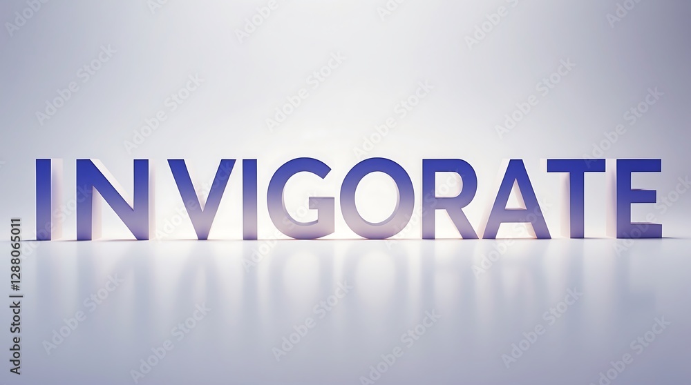 Poster creative typography rendering displaying the word invigorate against a soft backdrop