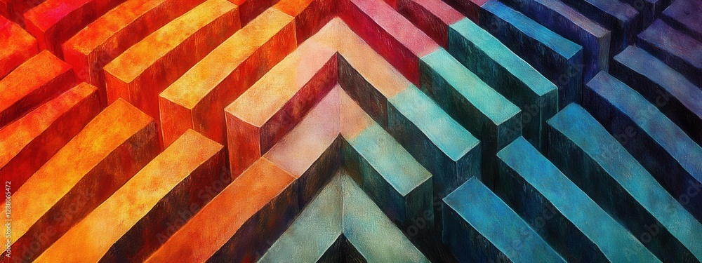 Poster abstract colorful geometric shapes with gradient textures in a modern artistic style