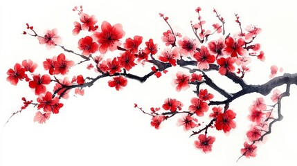 A delicate watercolor painting of cherry blossoms on a branch, symbolizing beauty and renewal.