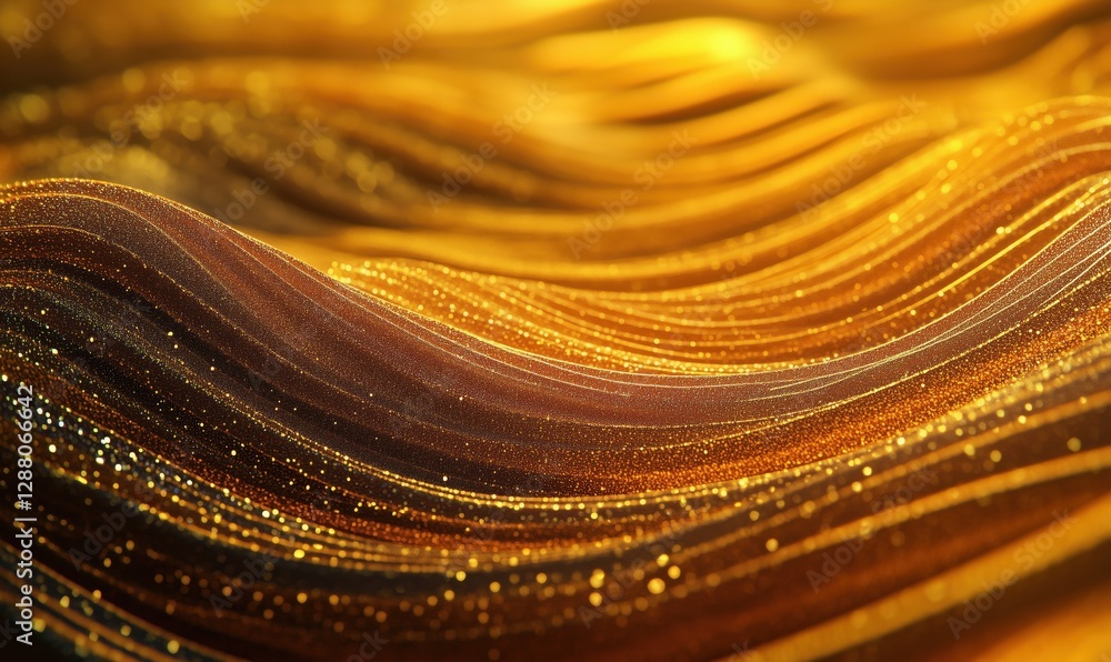 Poster golden waves of shimmering light creating a mesmerizing abstract background