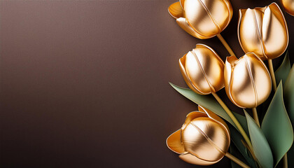 golden tulips on a brown background