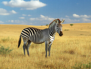 Naklejka premium Critically Endangered Grevy's Zebra in Its Native Habitat: A Rare Portrait of Equus grevyi in the Laikipia Savannah, Kenya