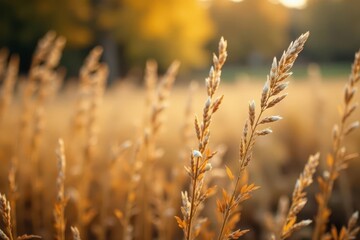 Fototapeta premium Crisp, bleached grass stalks, autumnal setting , photo, september