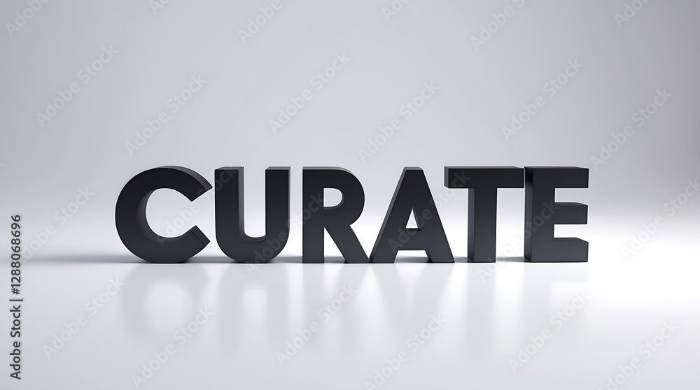 Poster curate letter display illustrating the essence of collecting and organizing content