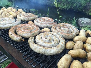 grilled sausages on grill