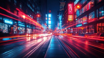 Obraz premium Night City Street Rush Hour