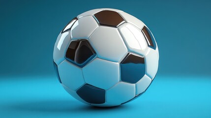 Naklejka premium Soccer ball on a light blue studio background