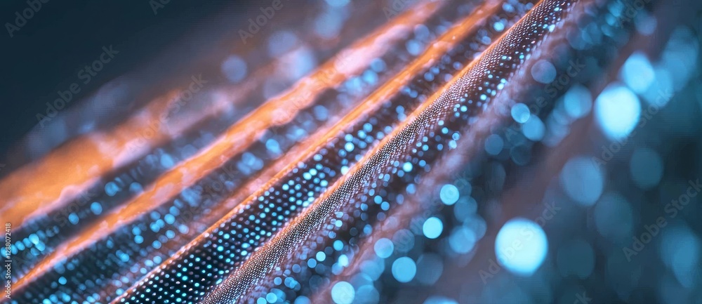 Poster digital information flowing on a road with a blurred motion effect to signify rapid data transfer