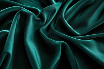 Fototapeta premium rich emerald velvet fabric with deep folds creating abstract patterns, macro photography with dramatic side lighting