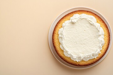 Delicious cake topped with creamy frosting, showcasing simple ye