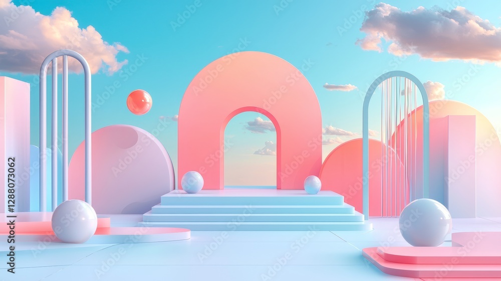 Poster a dark background features a fluid 3d render of a holographic, iridescent neon curved wave in motion