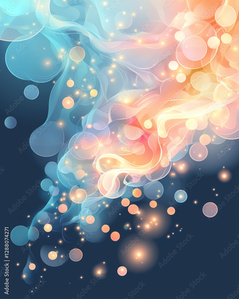 Poster abstract glowing light and smoke with soft bokeh