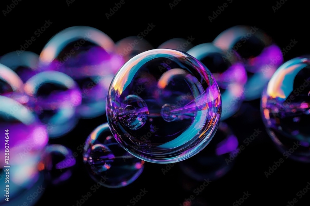 Poster an abstract background rendered in 3d with spherical ice-like shapes