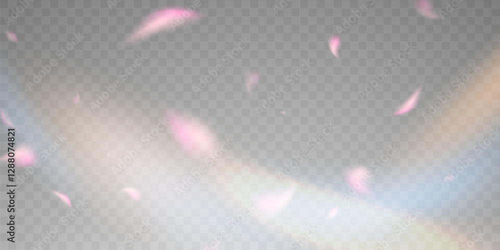 Wall mural light effect and zigzag ribbon falling from above on a beam of light, tinsel vector