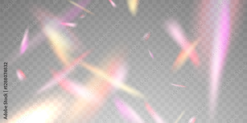 Wall mural light effect and zigzag ribbon falling from above on a beam of light, tinsel vector