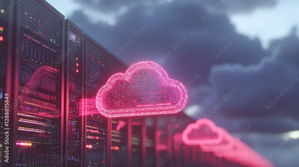 Aufkleber futuristic digital technology is characterized by cloud computing's ability to transfer big data on 