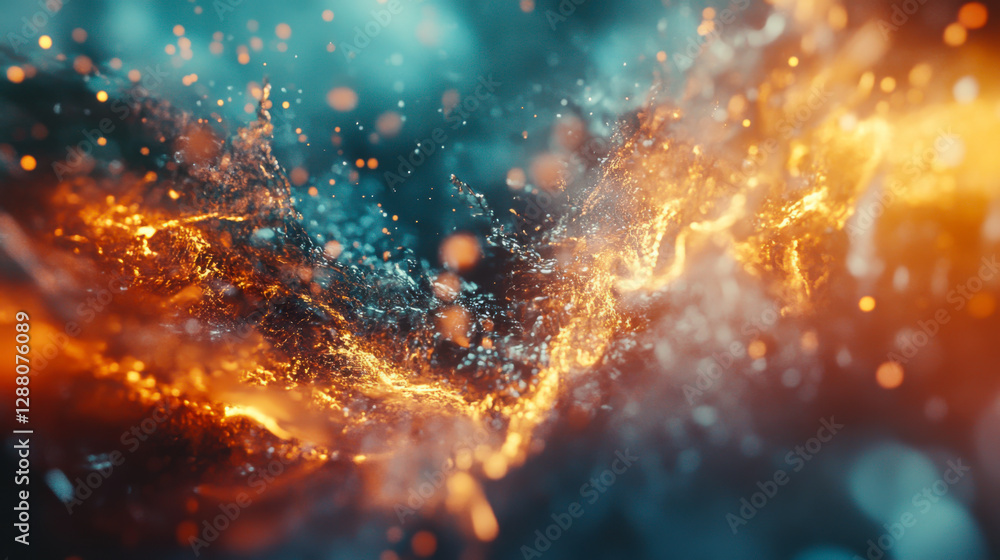 Aufkleber vivid representation of fire and water interacting in an abstract composition with dynamic colors an