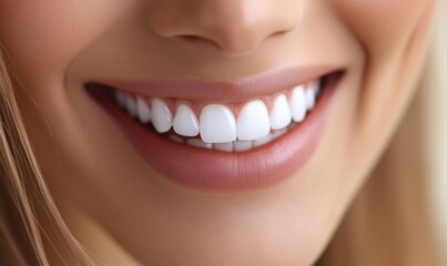 Fototapeta premium Bright and Healthy Smile of Young Woman with Perfect White Teeth