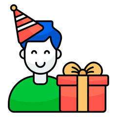A colored design icon of birthday boy