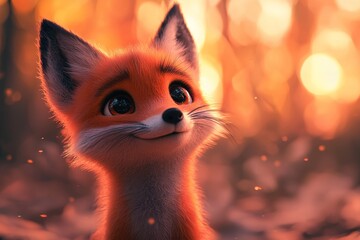 The fantasy forest setting features a lovable fennec fox with enormous eyes