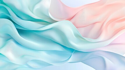 Obraz premium A 3D rendering of dark mint silk with white iridescent holographic foil is placed over an abstract mint background