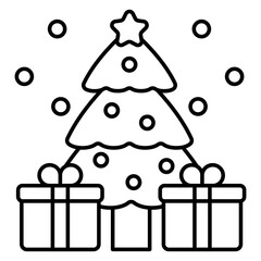 A colored design icon of Christmas tree