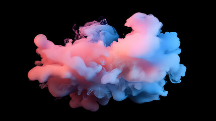 Fototapeta premium Abstract colorful ink cloud swirling in dark background artistic design element red blue pink smoke