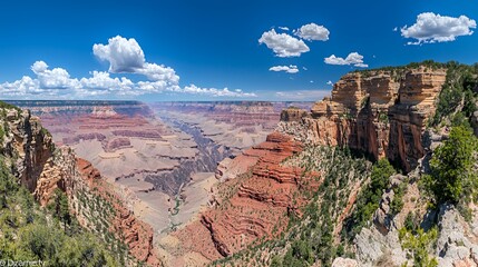 Grand Canyon Panorama: Arizona Desert Landscape Under a Bright Sunny Sky