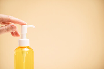 Disinfectant gel, oil in hands wipe hand hygiene, coronavirus virus prevention. Gentle Hand Skin Care.