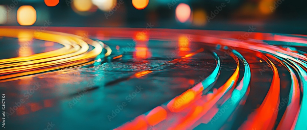 Aufkleber a vibrant red backdrop featuring dynamic curves and undulating waves of digital innovation