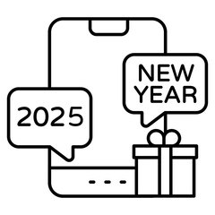 A colored design icon of new Year chat