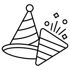 A flat design icon of birthday cap