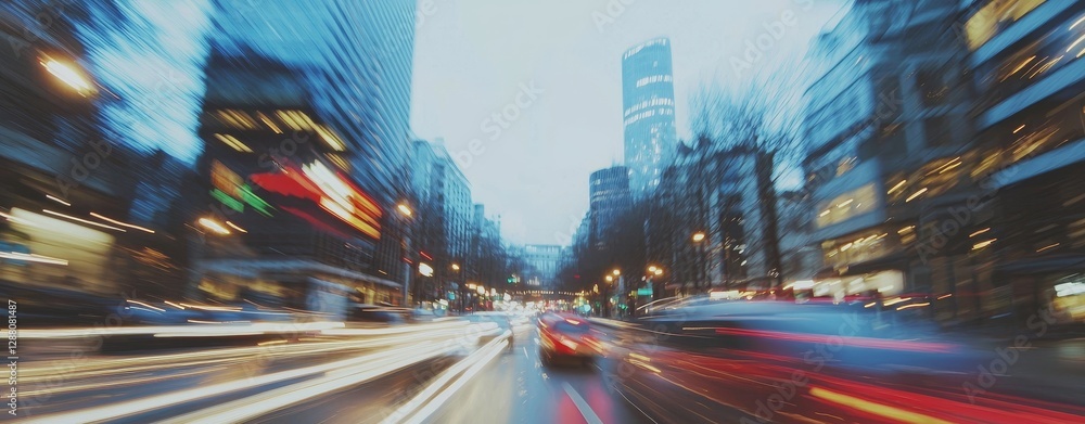Poster digitization and data transfer speed are conceptualized through an abstract road with trails of blue