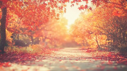 Autumn Road Through Colorful Trees
