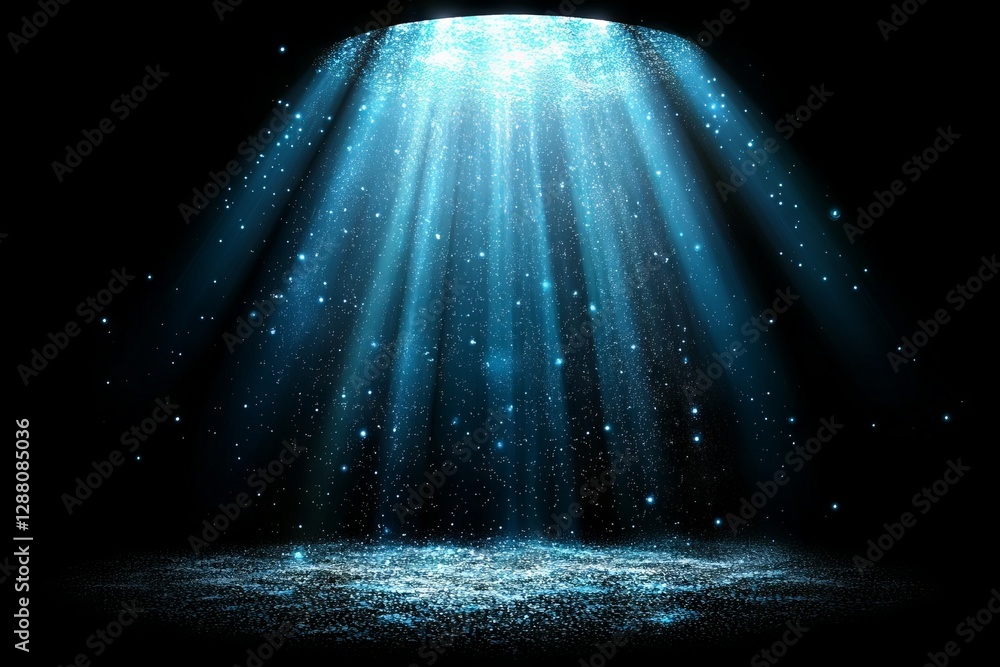 Poster the image features an abstract blue background with modern illustration elements, including glowing 
