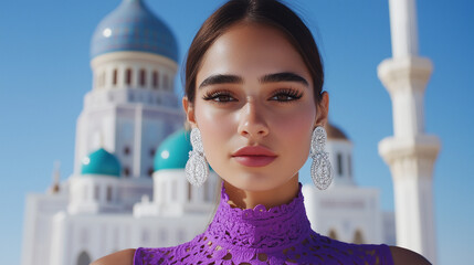 Woman Portrait Beautiful Young Happy. Muslim, beautiful, Islam, mosque, faith