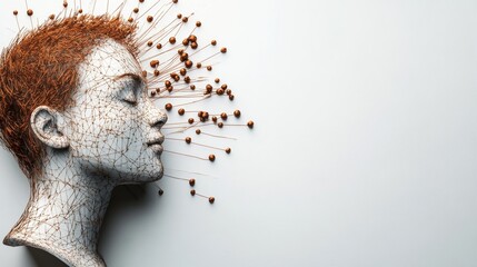 Woman's face is shown with a lot of detail, including her eyes and mouth. The image is a close up of a woman's face, and it is a work of art