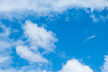 Blue sky with white clouds on a clear summer day.