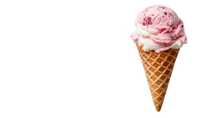 Delicious strawberry and vanilla ice cream cone perfect for a hot summer day