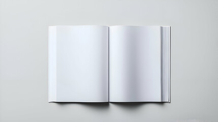 Open Book with Blank White Pages on White Background