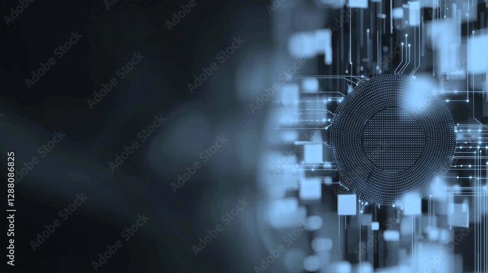 Poster high speed glowing lines emitted by a technological circular turntable form a digital abstract creat