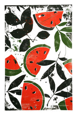 Watermelon Summer Delight: A Grungy Artistic Composition