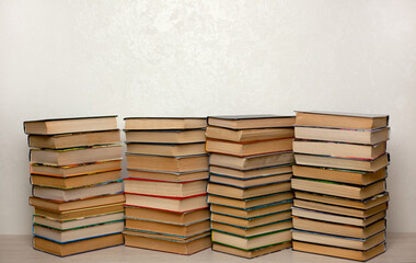 Folded old paper books. Library stacks of old books, bookstore. The concept of learning, reading and cognition, thirst for knowledge. the culture of reading
