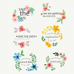 Floral watercolor wedding stickers set