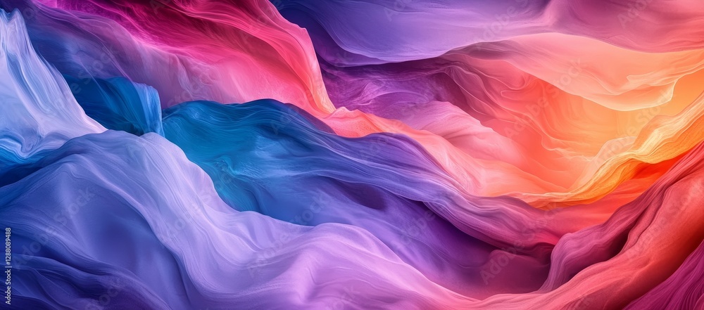Aufkleber a colorful gradient design featuring an abstract fluid iridescent holographic curved wave in motion 