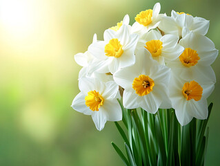 Daffodils bloom beautifully in a sunny garden setting