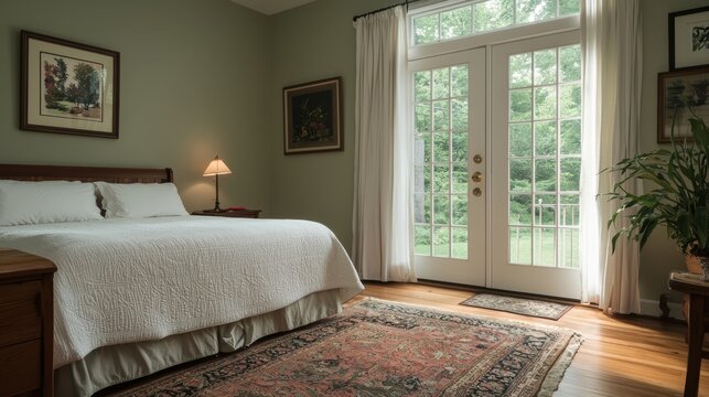 A fully accessible doorway in this cozy bedroom enables individuals to easily transfer from their wheelchair to the bed, promoting a safe and restful sleeping space