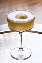 Barracuda, an alcoholic cocktail based on golden rum, liqueur, pineapple juice, freshly squeezed lime juice.
